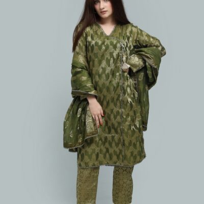 Elegant Jacquard Lawn 3-Piece Stitched Suit – Summer Collection 2025