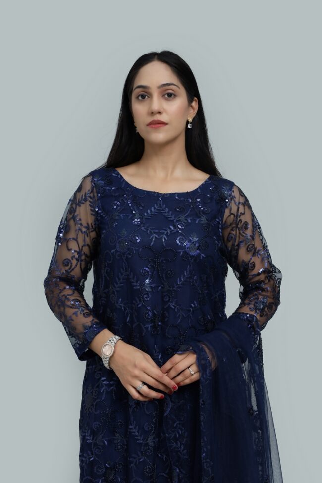 Zaria - Net Dress with Sequin Detailing-RTW - Image 3