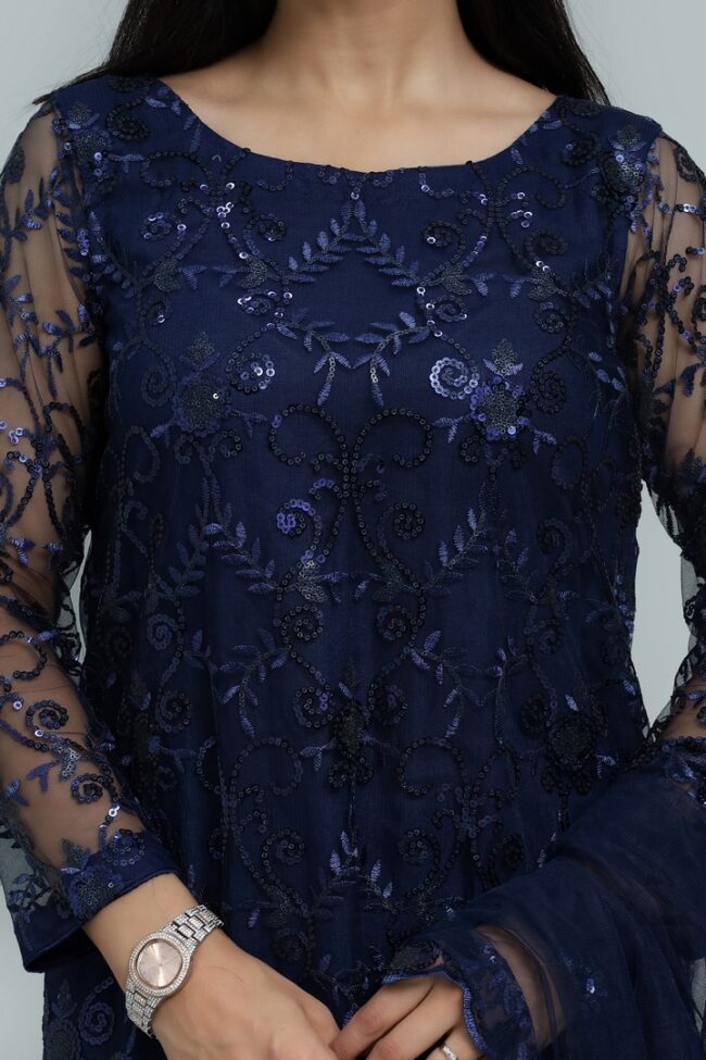 Zaria - Net Dress with Sequin Detailing-RTW - Image 4