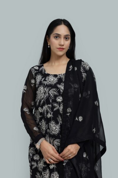 Elanè – Embroidered Chiffon Dress-RTW