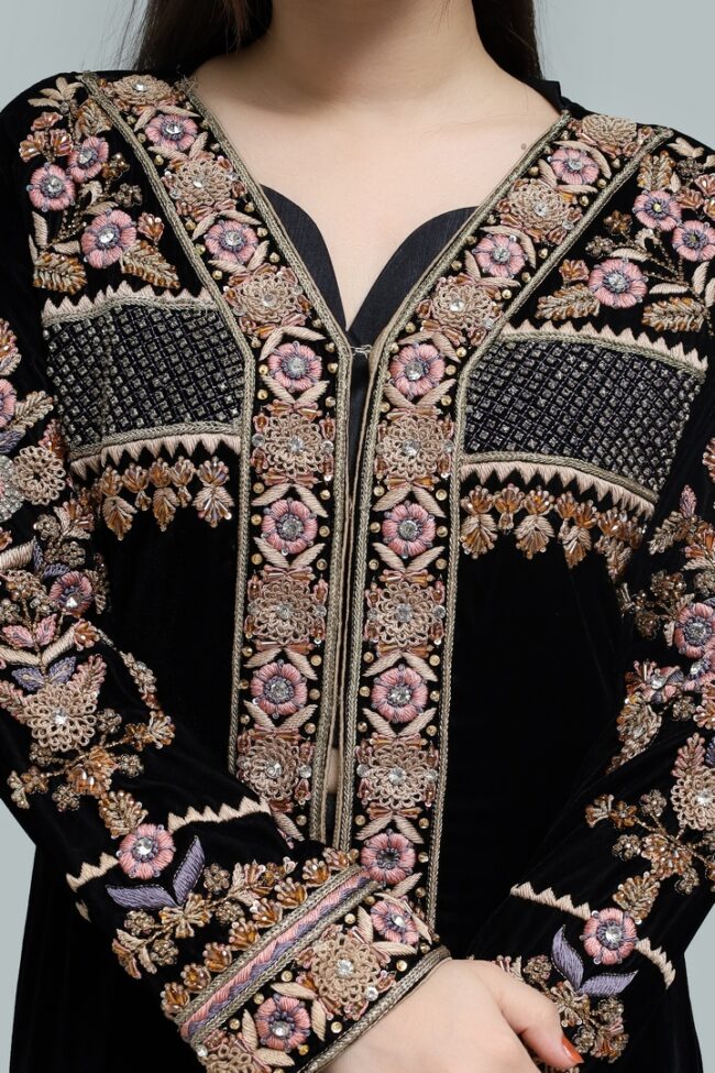 Rang-e-Velvet-Ready to Wear Embellished Open Shirt Dress for Festive & Formal Wear - Image 2
